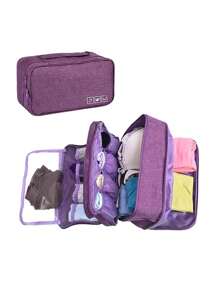 Túi đựng đồ du lịch Tủ quần áo Tủ quần áo Túi vải Vớ Quần lót Túi áo ngực Túi đựng đồ vệ sinh cá nhân có ngăn và dây kéo, Hộp đựng đồ lót Đồ dùng học tập Vật dụng cần thiết trong ký túc xá đại học để trang trí phòng cho sinh viên Trang trí phòng ngủ - Màu tím  Violet - Xem 1