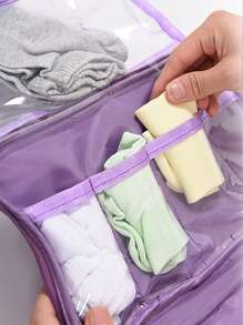 Túi đựng đồ du lịch Tủ quần áo Tủ quần áo Túi vải Vớ Quần lót Túi áo ngực Túi đựng đồ vệ sinh cá nhân có ngăn và dây kéo, Hộp đựng đồ lót Đồ dùng học tập Vật dụng cần thiết trong ký túc xá đại học để trang trí phòng cho sinh viên Trang trí phòng ngủ - Màu tím  Violet - Xem 4