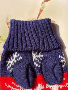 1 件海军蓝鹿与流淌的小溪印花可爱宠物毛衣 - 彩色 - 查看 5