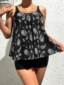 SHEIN 孕妇佩斯利印花短裤比基尼套装夏季海滩