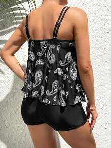 SHEIN 孕妇佩斯利印花短裤比基尼套装夏季海滩