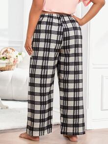 Quần Ngủ Kích Thước Lớn Thắt nút Sọc ca rô Giải trí - Đen và trắng - Xem 2