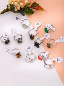 10 chiếc Nhẫn Nữ Phối Đá Tự Nhiên (Kích Thước Và Kiểu Dáng Ngẫu Nhiên) - Nhiều màu - Xem 2