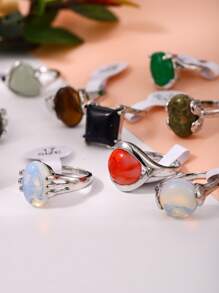 10 chiếc Nhẫn Nữ Phối Đá Tự Nhiên (Kích Thước Và Kiểu Dáng Ngẫu Nhiên) - Nhiều màu - Xem 4