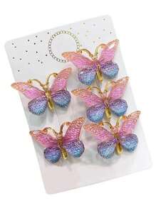 5入組蝴蝶裝飾髮夾適用於日常