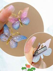 5入組蝴蝶裝飾髮夾適用於日常