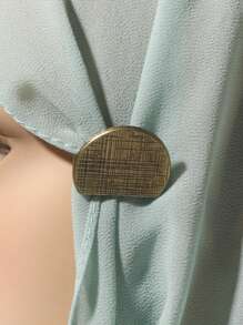 1pc Women Semicircle Fashionable Scarf Pin For Daily Life - Gold - View 1