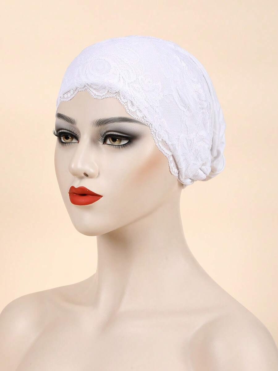 1 件装 女士花卉图案休闲头巾 适合日常生活 帽子 发帽 头巾 情人节 - 白色 - 查看 1