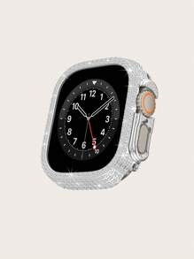 Rhinestone Decor Case Compatible With Apple Watch Ultra - Silver - View 1