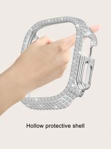 Rhinestone Decor Case Compatible With Apple Watch Ultra - Silver - View 3