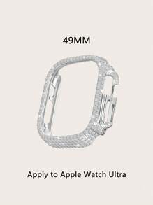 Rhinestone Decor Case Compatible With Apple Watch Ultra - Silver - View 4