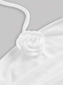 SHEIN MOD Floral Appliques Ruched Crop Top