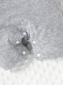 Đứa bé trai Đồ họa Chữ cái Áo liền thân - Xám - Xem 4