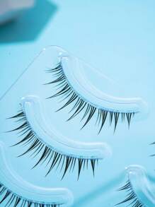 HSPM Manga Wimpern 5 Paar volle Streifen künstliche Wimpern Teufel Comic Wimpern Anime Cosplay künstliche Wimpern mit transparentem Stiel, Manga Wimpern, japanisches Makeup, dick und natürlicher Look Wispy Wimpernverlängerungen, asiatische koreanische Cosplay Anime künstliche Wimpern Makeup-Tool, 0,4 cm-1,2 cm