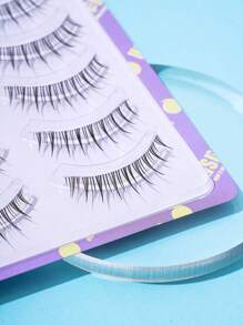 HSPM Manga Wimpern 5 Paar volle Streifen künstliche Wimpern Teufel Comic Wimpern Anime Cosplay künstliche Wimpern mit transparentem Stiel, Manga Wimpern, japanisches Makeup, dick und natürlicher Look Wispy Wimpernverlängerungen, asiatische koreanische Cosplay Anime künstliche Wimpern Makeup-Tool, 0,4 cm-1,2 cm