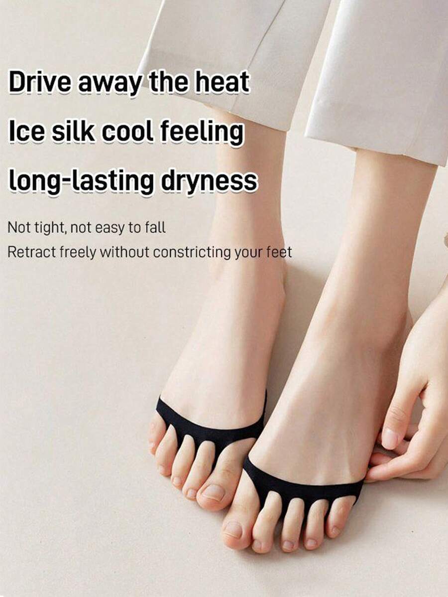 Anti Slip Anti Wear Decompression Foot Pads Open Toe Socks 4pcs Black Non-Woven Daily Solid Color Round For Shock Absorption Foot Cushion For Women And Men - Black - View 1