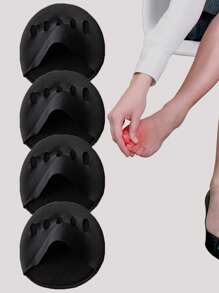 Anti Slip Anti Wear Decompression Foot Pads Open Toe Socks 4pcs Black Non-Woven Daily Solid Color Round For Shock Absorption Foot Cushion For Women And Men - Black - View 2