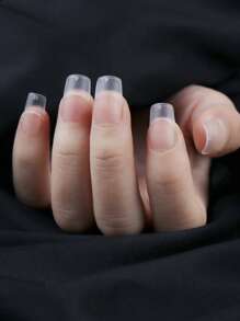 240pcs/Box Transparent Box Packed Short Square Frosted False Nails For Professional Use - Clear - View 2