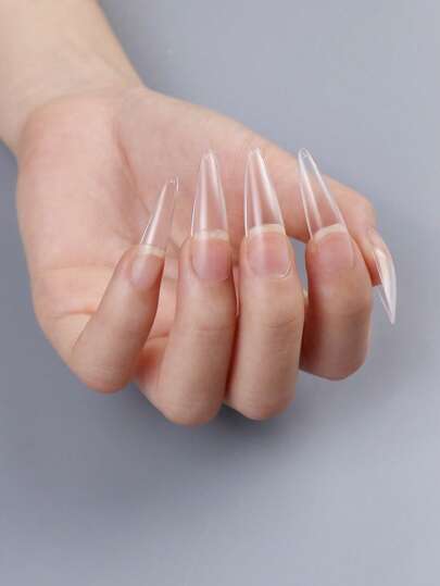 120ピース 高める あなたの スタイル 付き ロング スティレット 透明 クリア 用 ホームDIY ネイルサロン ネイルエクステンション ネイルチップ