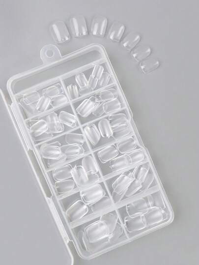 120pcsショートスクエアフェイクネイル