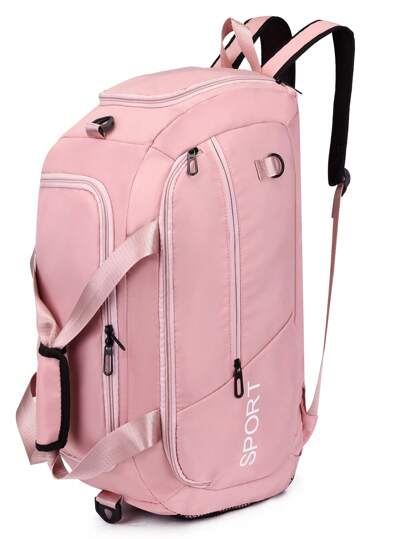 字母圖案戶外包拉鍊雙把手運動包審美