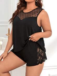 Bộ Giản Dị Kích Thước Lớn Lộ Lưng Tương phản ren Buộc lại màu trơn Fantasy-Thanh lịch - màu đen - Xem 3