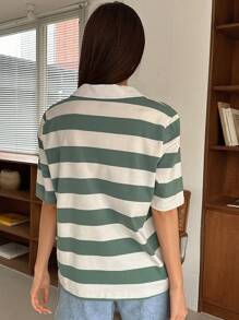 DAZY Striped Print Half Zip Tee - Multicolor - View 2