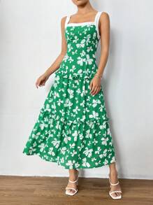 SHEINNeu Allover Print Kleid mit Rüschensaum