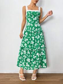 SHEINNeu Allover Print Kleid mit Rüschensaum