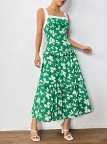 SHEINNeu Allover Print Kleid mit Rüschensaum