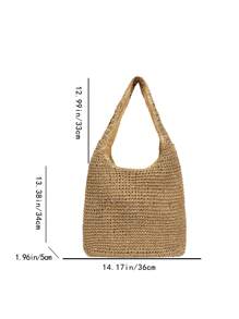 Tropiscape Medium Solid Color Double Handle,Perfect For Summer Travel Vacation, Straw Purse, Straw Beach Bag, Beach Necessities, Beach Essentials,Beach Stuff & Summer EssentialsSchool Bag,Large Capacity,Lightweight,Portable,Classic Casual, Suitable For Teen Girls Women College Studentsvacation,Holiday,Outdoors, Travel, Outings, Vacation Bag For Summer