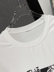 Manfinity Hypemode 男士卡通人物圖案T恤 - 白色 - 查看 6