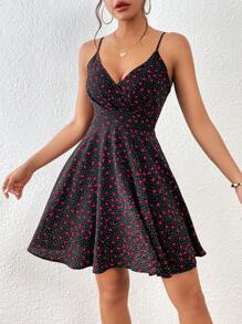 SHEIN Privé Polka Dot & Heart Print Cami Dress - Multicolor - View 6
