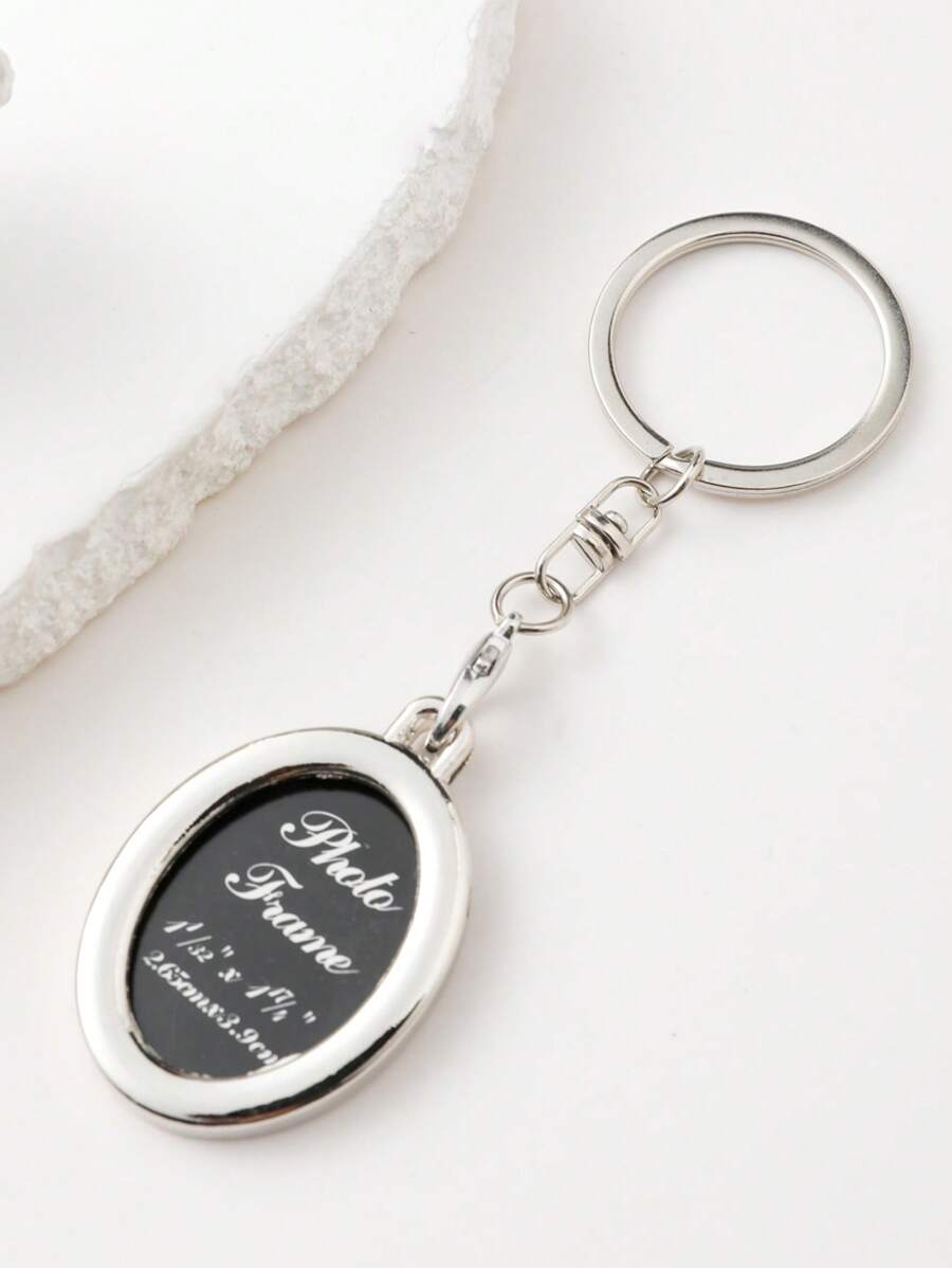 1入組女士字母圖案橢圓形形狀相框吊墜時尚鑰匙圈適用於鑰匙裝飾用品 - 彩色 - 查看 1