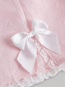 SHEIN MOD Bow Detail Split Hem Pink Skirt - Baby Pink - View 3