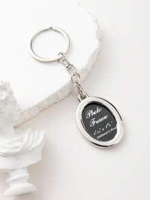 1入組女士字母圖案橢圓形形狀相框吊墜時尚鑰匙圈適用於鑰匙裝飾用品 - 彩色 - 查看 3