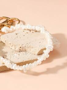 1pc Women's Asymmetrical Faux Pearl Beaded Key Chain, Fashion Phone Strap Bag Charm Car Accessories School Pearl Cute Goth Y2k - White - View 3