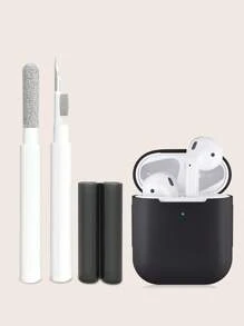 2 piezas Auricular inalámbrico Pluma de limpieza & 1 pieza de silicona anticaída Funda compatible con Airpods - Blanco y Negro - Ver 2