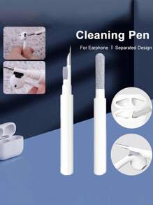 2 piezas Auricular inalámbrico Pluma de limpieza & 1 pieza de silicona anticaída Funda compatible con Airpods - Blanco y Negro - Ver 4