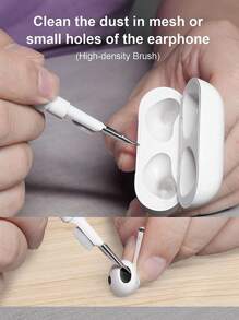 2 piezas Auricular inalámbrico Pluma de limpieza & 1 pieza de silicona anticaída Funda compatible con Airpods - Blanco y Negro - Ver 6