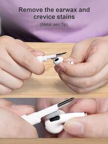 2 piezas Auricular inalámbrico Pluma de limpieza & 1 pieza de silicona anticaída Funda compatible con Airpods - Blanco y Negro - Ver 7