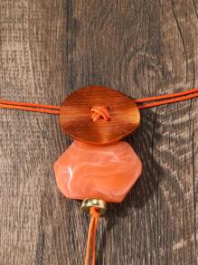 1 件休闲海滩风格铝合金和树脂长项链，手工制作，形状、颜色和花卉图案位置各有不同 - 彩色 - 查看 3