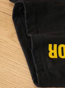 SHEIN 男嬰挖掘機和字母圖案T恤和短褲 - 黑與白 - 查看 3