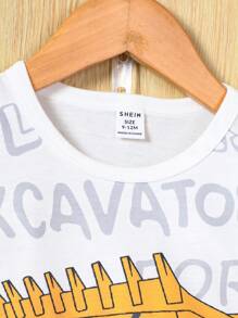 SHEIN 男嬰挖掘機和字母圖案T恤和短褲 - 黑與白 - 查看 7