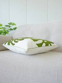 1 Chiếc Lá Nhiệt Đới Thêu Đệm Không Chất Độn, Vải Hiện Đại Gối Cho Trang Trí Nhà - màu xanh lá - Xem 6