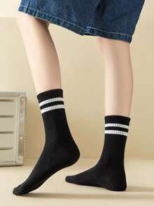 3pairs Men Striped Pattern Fashionable Crew Socks For Daily Life - Multicolor - View 2