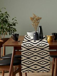 1入組幾何圖案桌旗用於餐桌裝飾現代滌綸廚房桌旗 - 彩色 - 查看 4