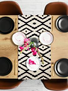 1入組幾何圖案桌旗用於餐桌裝飾現代滌綸廚房桌旗 - 彩色 - 查看 5