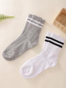 3pairs Men Striped Pattern Fashionable Crew Socks For Daily Life - Multicolor - View 4