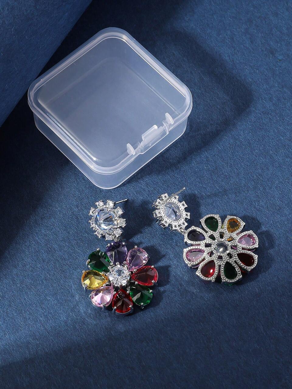 2pcs Luxury Colored Cubic Zirconia Personalized Drop Earrings For Women, Fashionable And Exquisite, Perfect For Date And Party, Gift